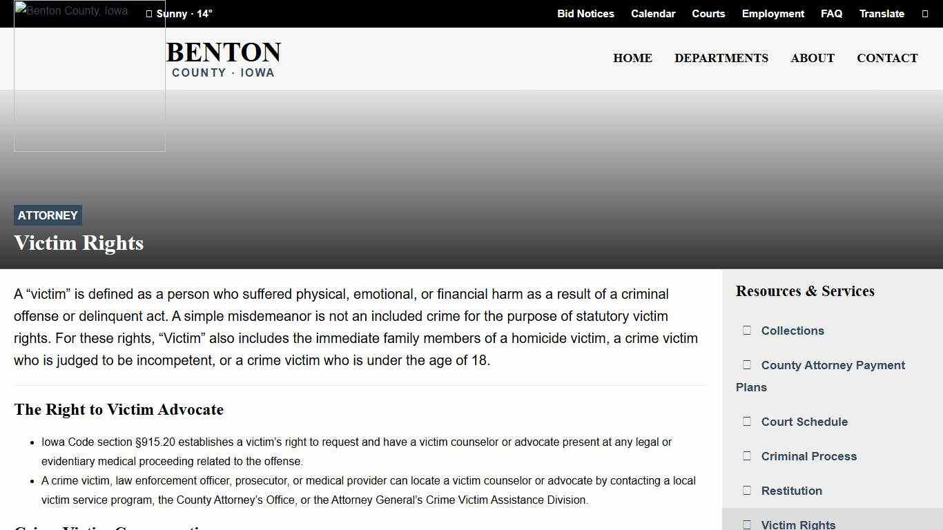 Victim Rights County Attorney Benton County, Iowa